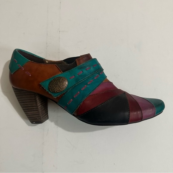 Elite by Corkys Multicolour Classic Leather Sawtooth Slip On Heels Booties Sz 11 - Picture 5 of 13